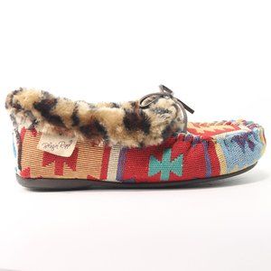 Madeline Aztec Leopard Fur Indian Moccasin Women's Size 5/6 Like New